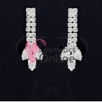 Colier cu cercei AS04GG Argintiu cu cristale din Zircon